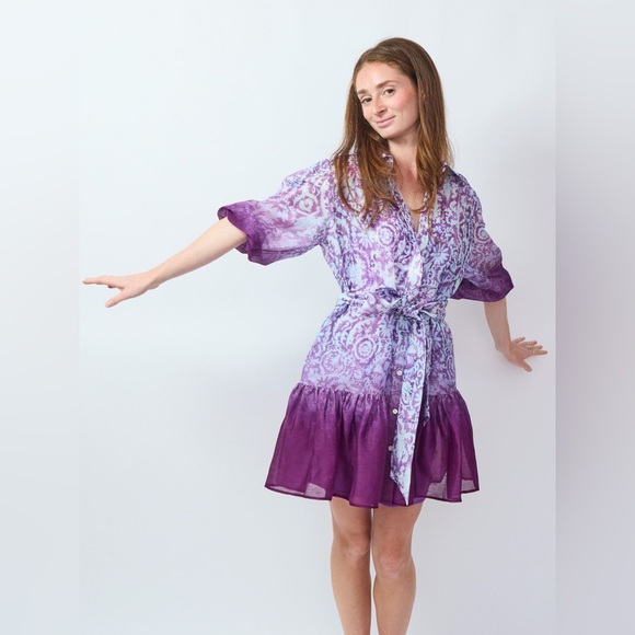 CHRISTY LYNN Erin Purple Shirt Dress – Size Medium – tie waist- EUC - Picture 5 of 13